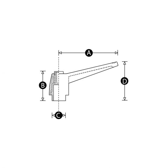 female index clamping handle technical drawing