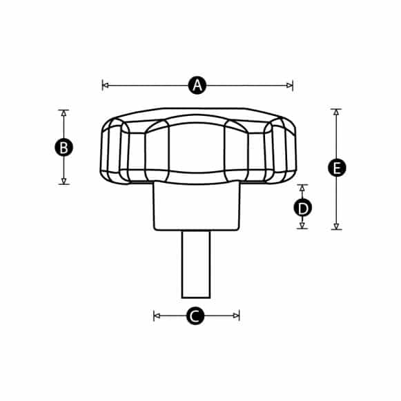 soft touch lobe knob technical drawing