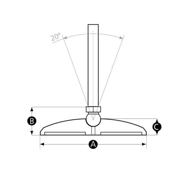 technical drawing of heavy duty levelling foot