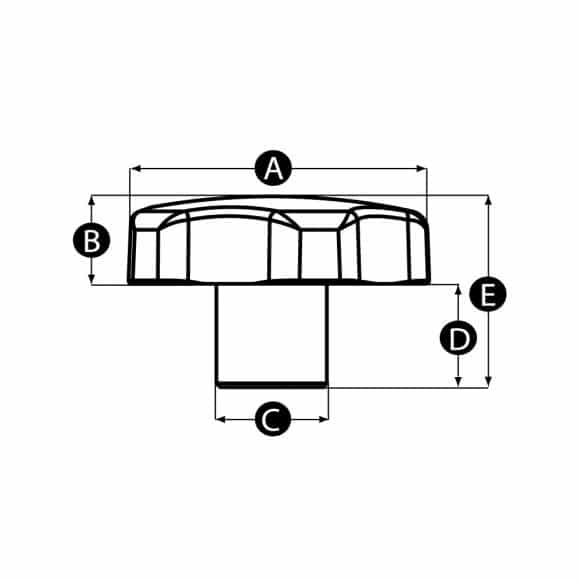 Pressed stainless steel lobe knob technical drawing