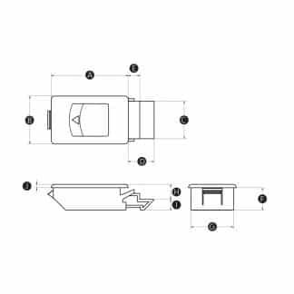 Snap-in slide latch technical drawing