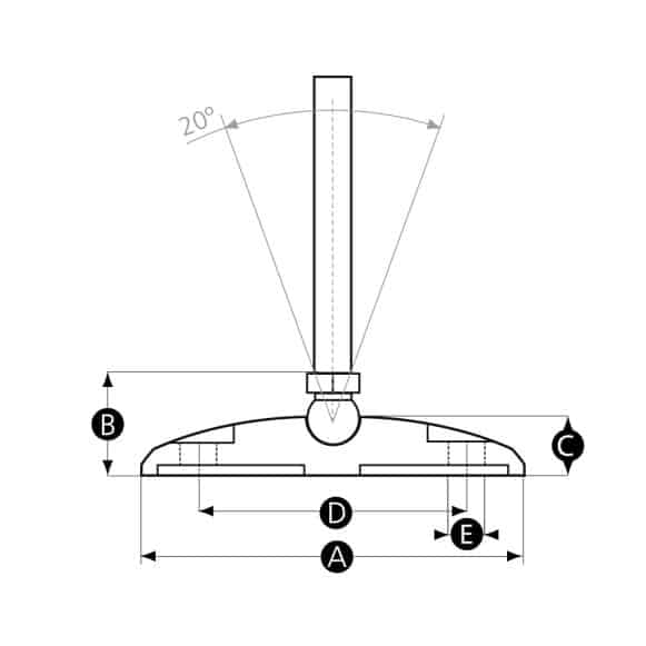 stainless steel bolt down levelling foot diagram