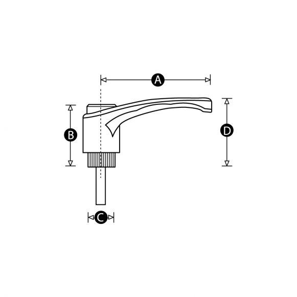 male thread clamping handle technical drawing