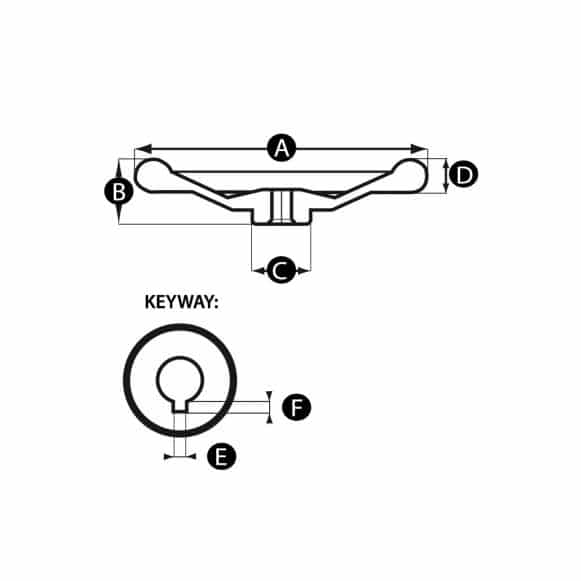 Steel valve handwheel technical drawing