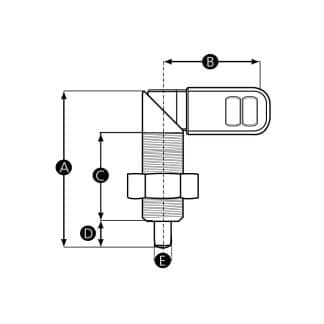 Technical drawing of cam action index plunger in stainless steel