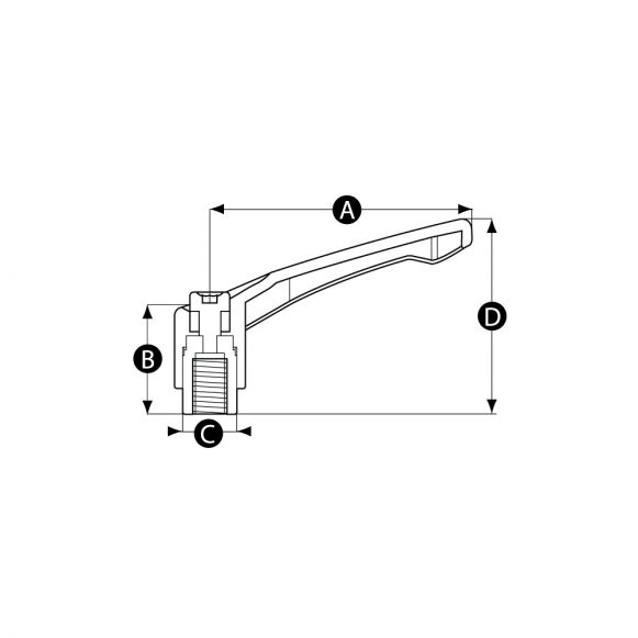 Stainless steel calming handle technical drawing