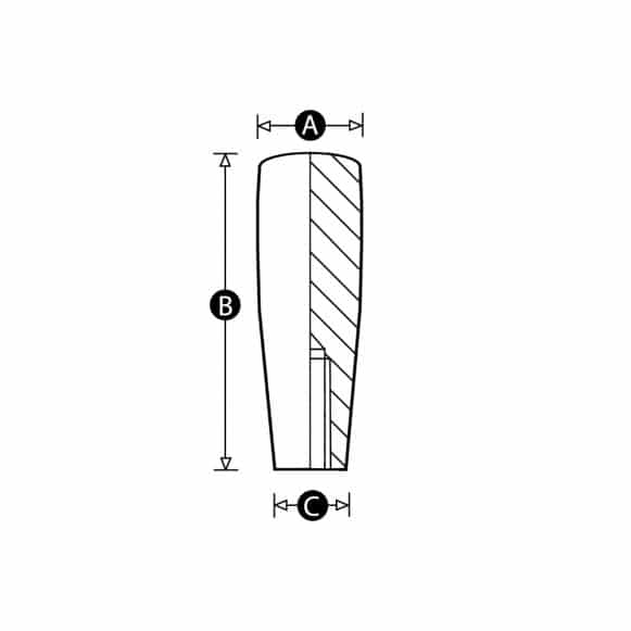 Fixed cylindrical handle knob - technical drawing