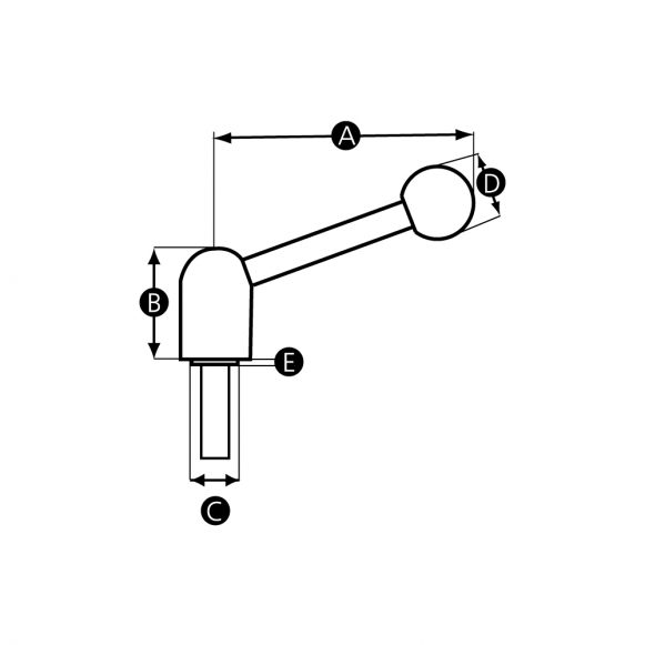 Adjustable tension lever male thread technical drawing