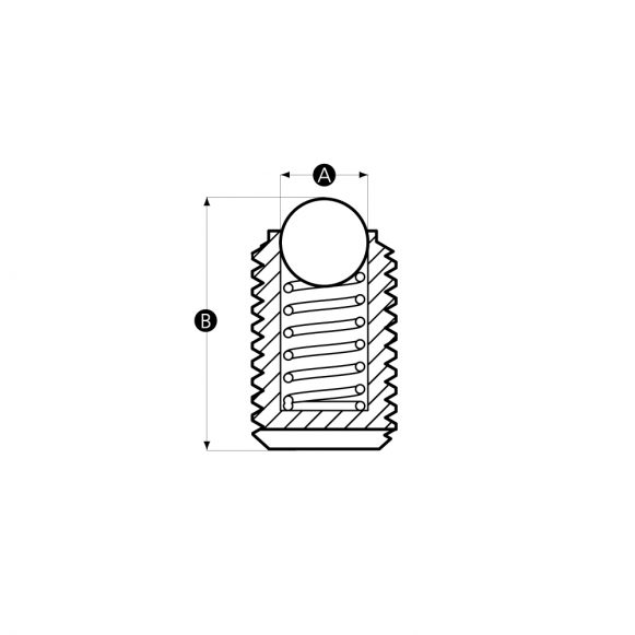 Ball and spring plunger technical drawing