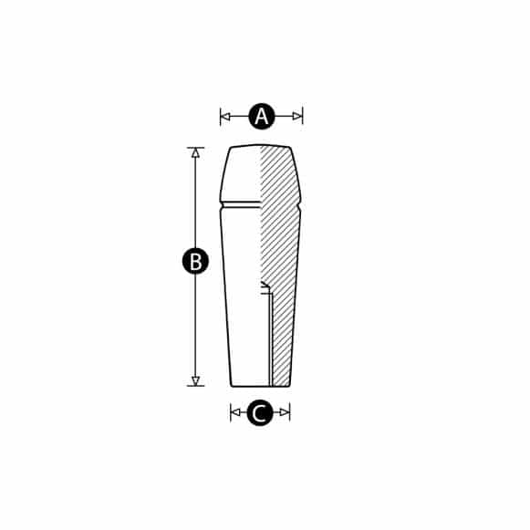 Duroplast fixed handle, cylinder knob - technical drawing