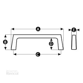 Furniture pull handle technical drawing