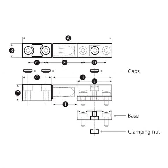 Inline adjustable removable lift off hinge technical drawing