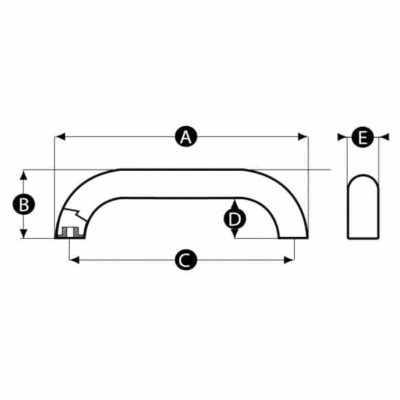 Stainless steel door handle technical drawing