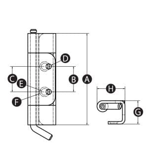 Technical drawing of Concealed & Removable Hinge with Pin and Circlip