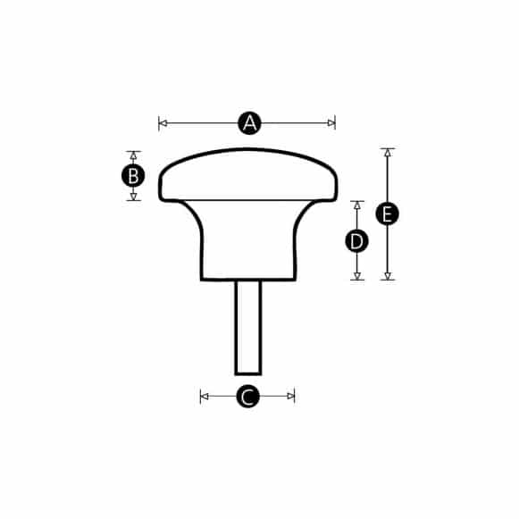 Male threaded button knob technical drawing