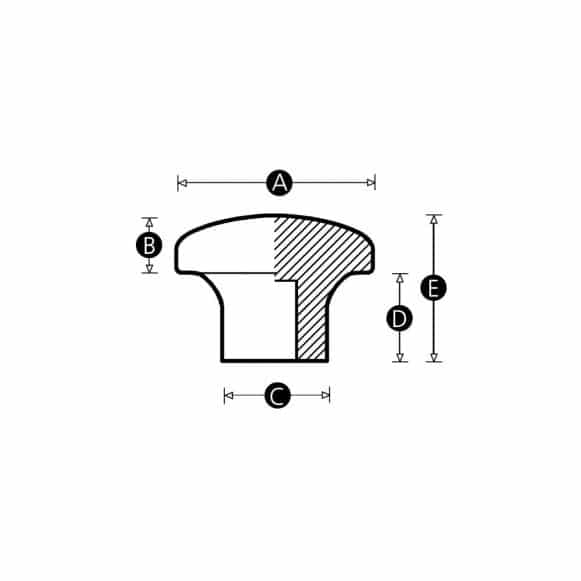 Self fixing button knob technical drawing