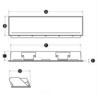 Snap-in pull handle technical drawing