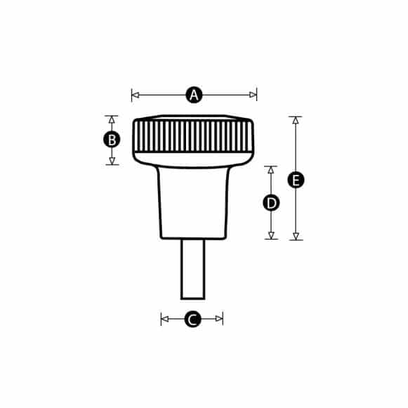 Male threaded thumbscrew technical drawing