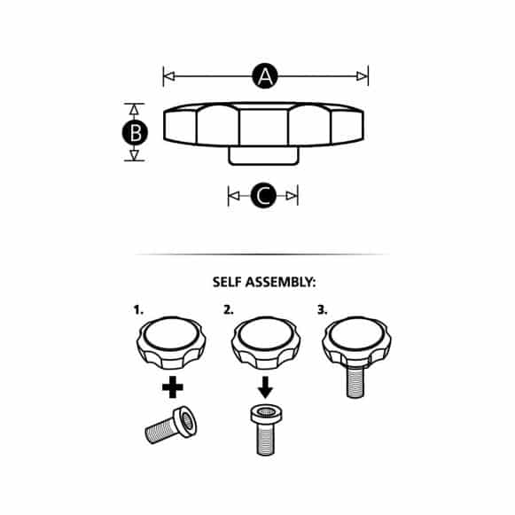 Rosette self assembly knob technical drawing