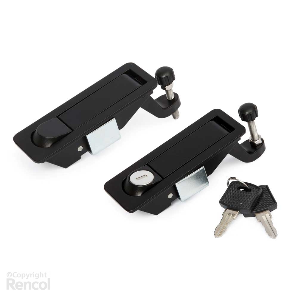 Door Black for Cockpit Floor Cabinet, 2PCS Powder Coated Zinc Alloy Sealed Large Lever Hand Operated Compression Latch Adjustable with a Key Lock
